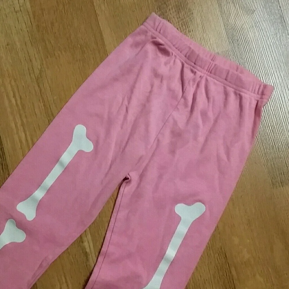 OshKosh Girls‎ Pink Bone Halloween Jogger Pajama Leggings Size 8